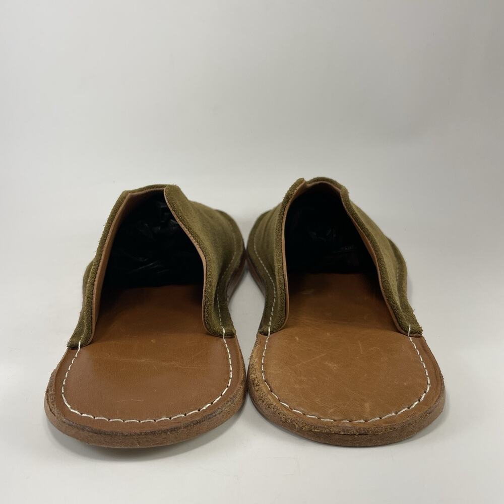 WP Standard Mr Grumpy Olive Green Suede Slippers Womens Size Large WL Size 9-10 - Picture 4 of 12